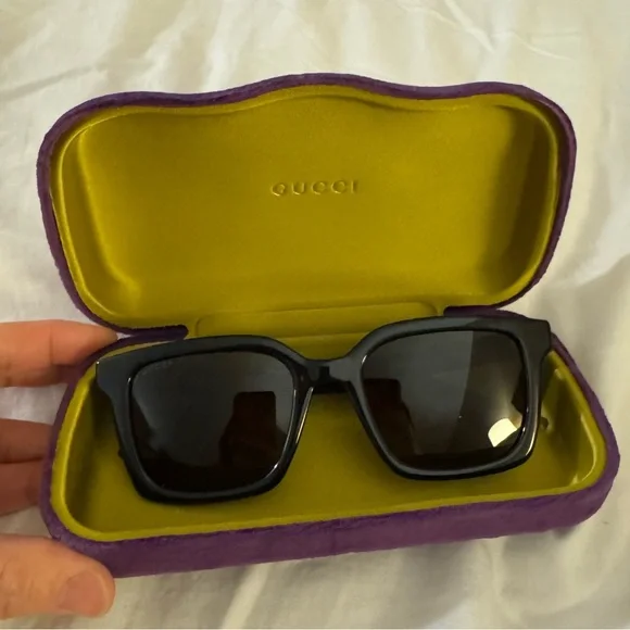 authentic stylish square Gucci Black/Bluish Sunglasses - Picture 3 of 15